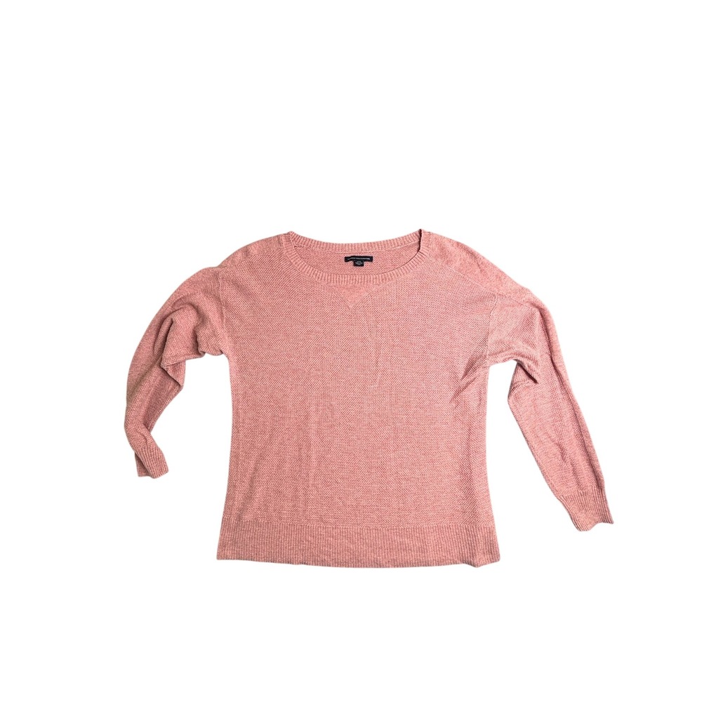 American Eagle Sweater Womens Sz M Pink Marl Waffle Knit Crew Neck Casual